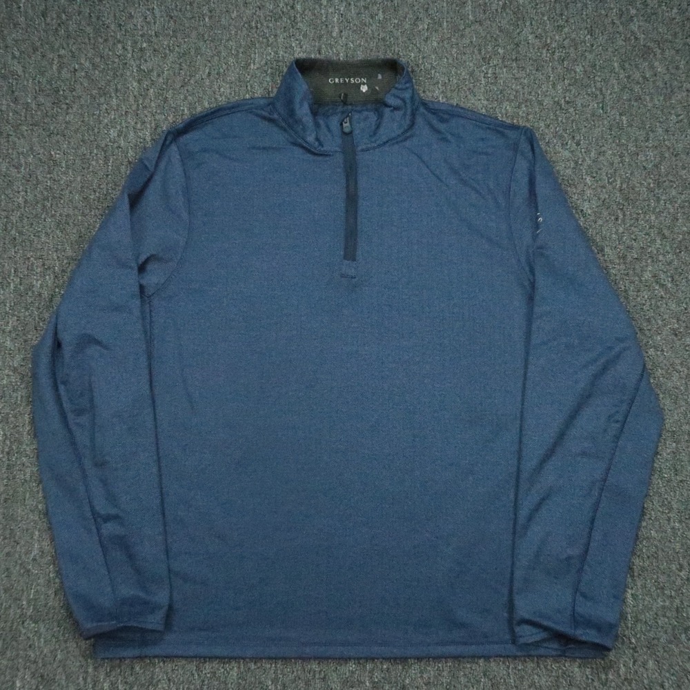 Greyson Pullover Mens XL Blue Tate‎ Herringbone Performance 1/4 Zip Trophy Club